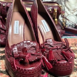 Luxurious Tabitha Simmons Burgundy Platform Heels 👠✨